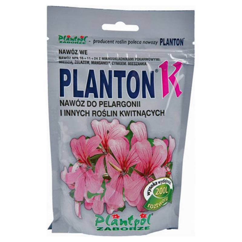 Водорастворимое комплексное минеральное удобрение для пеларгоний и цветущих растений Planton K (Плантон К) 200 г NPK 16.11.24